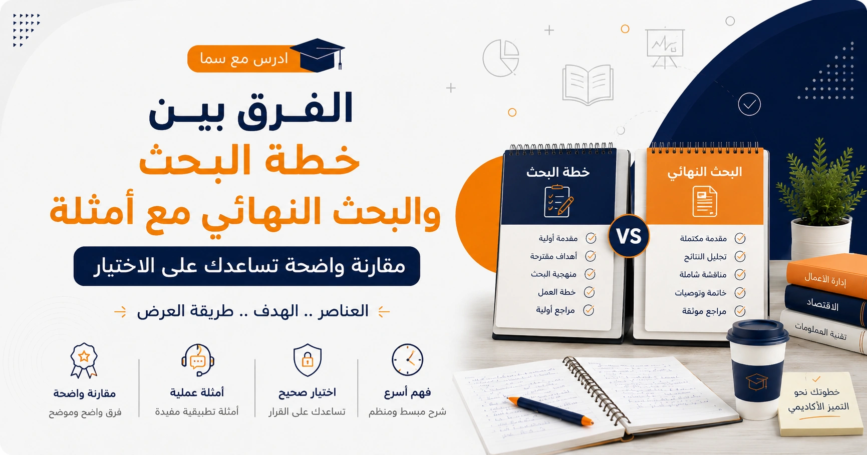 الفرق بين خطة البحث والبحث النهائي مع أمثلة